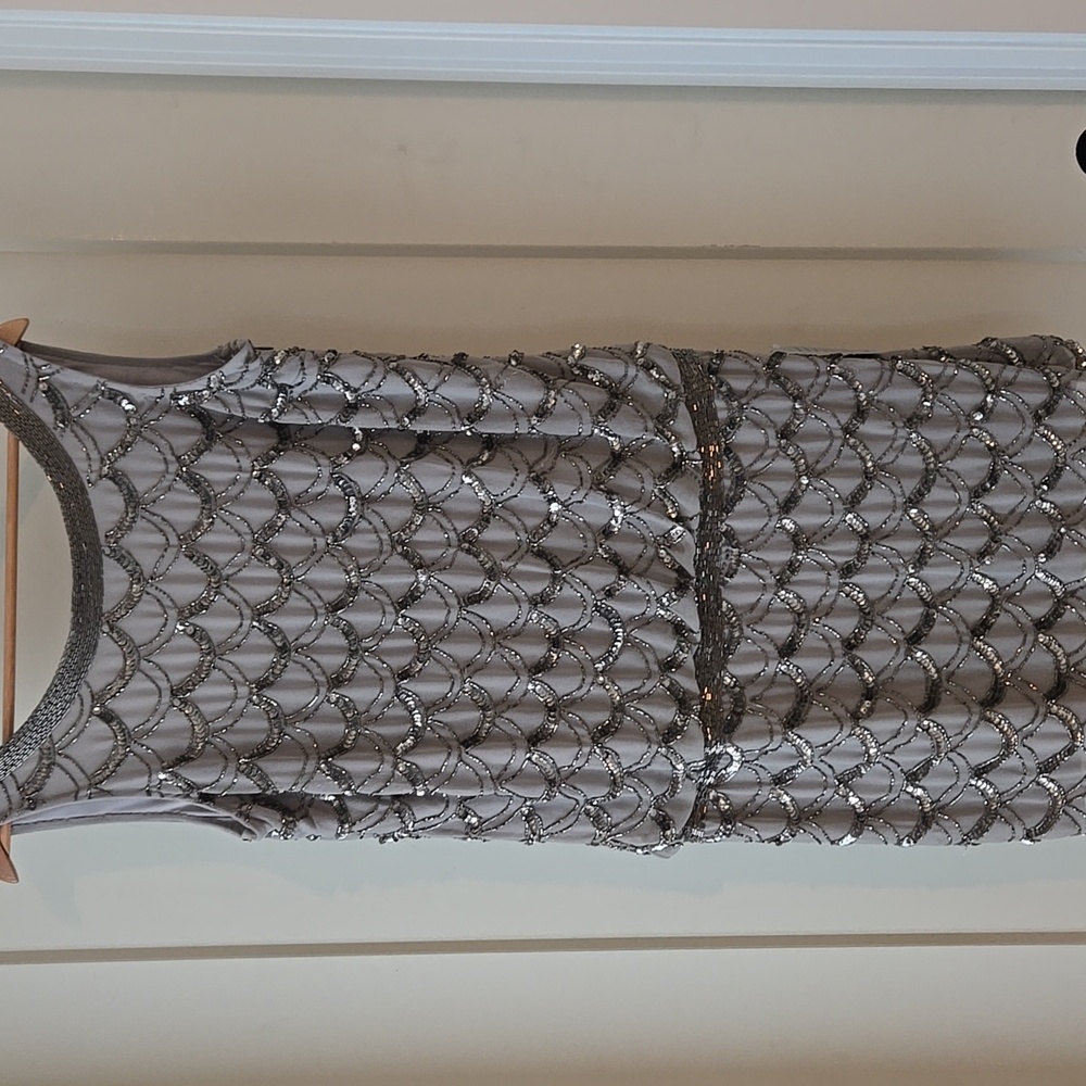Adrianna Papell Silver Mini Dress